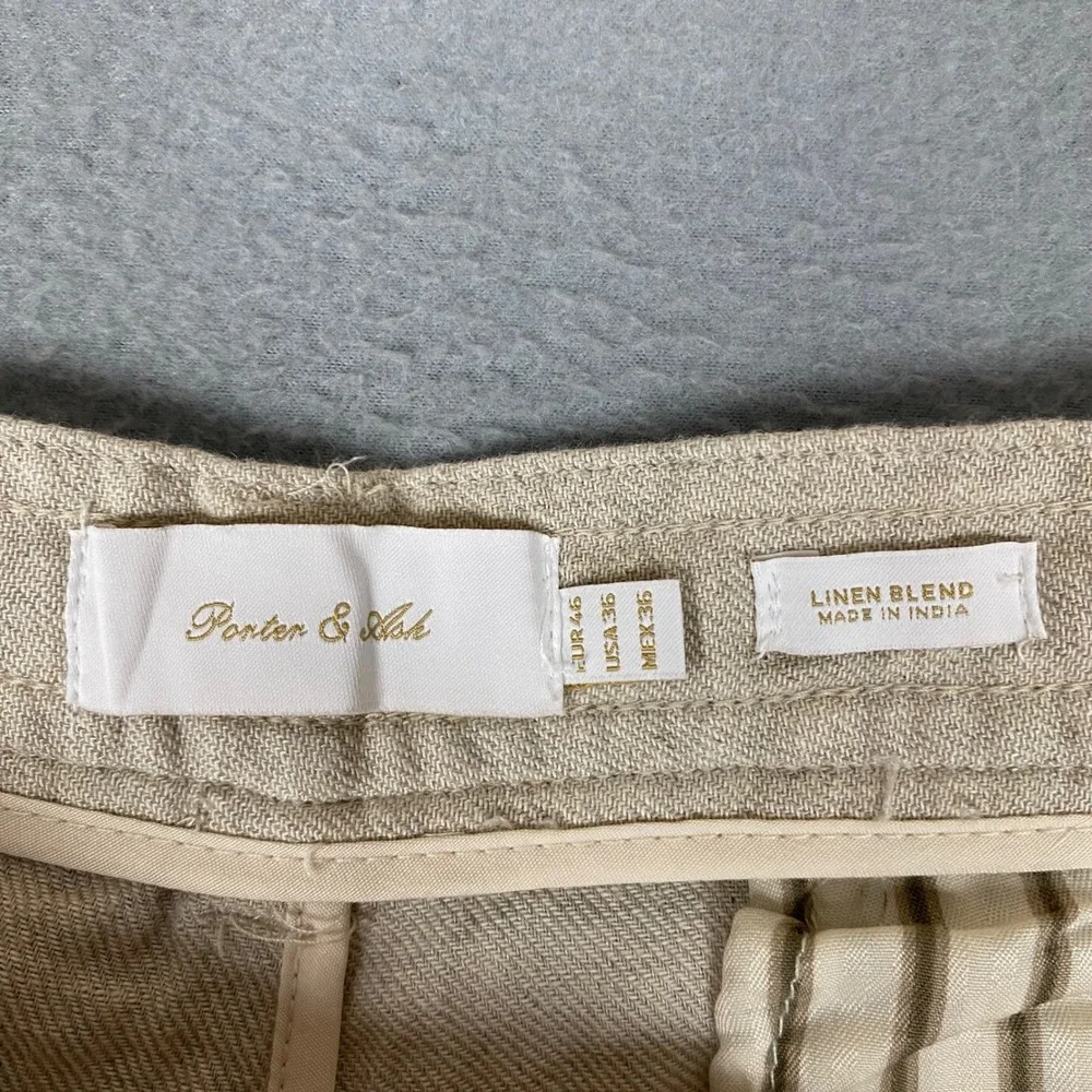 Porter & Ash Washable Linen Blend Slim Fit Drawstring Pants Mens 36 Tan NWT